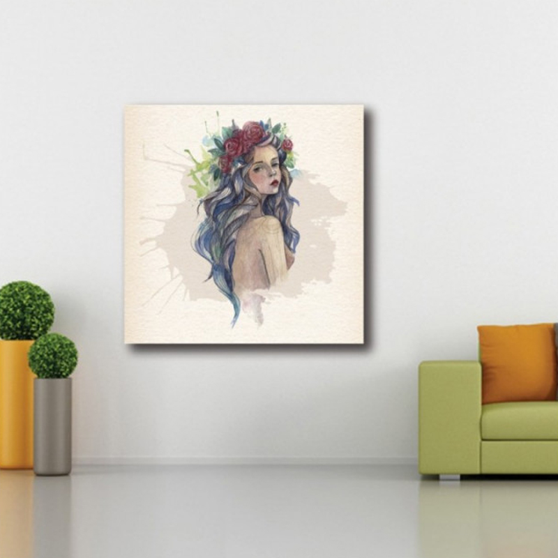 Πίνακας σε καμβά με Ζωγραφική Γυναίκα με λουλούδια 2